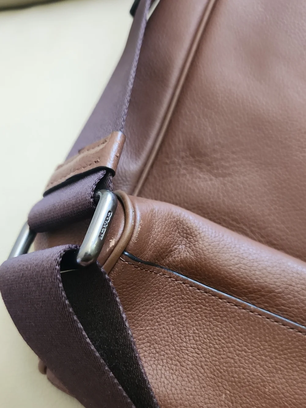 Coach Men's Houston Map Leather Messenger Bag Brown
